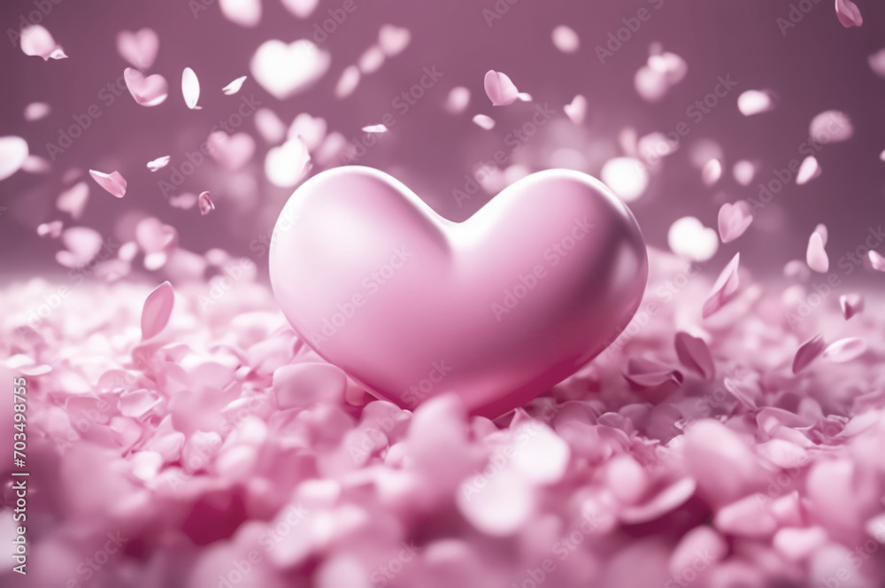 3D heart. valentine's day. Thematic background. AI