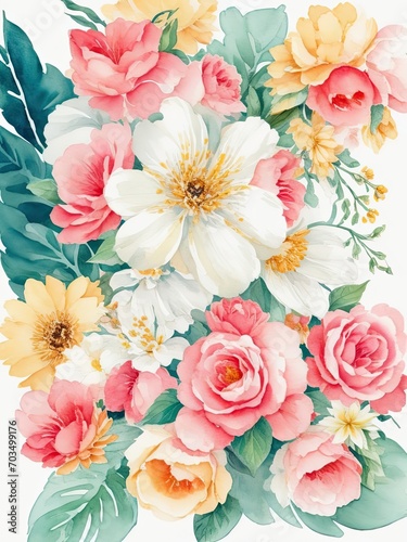 Fantasy Watercolor Rose Floral Clipart - Collection of Soft Pastel Colors
