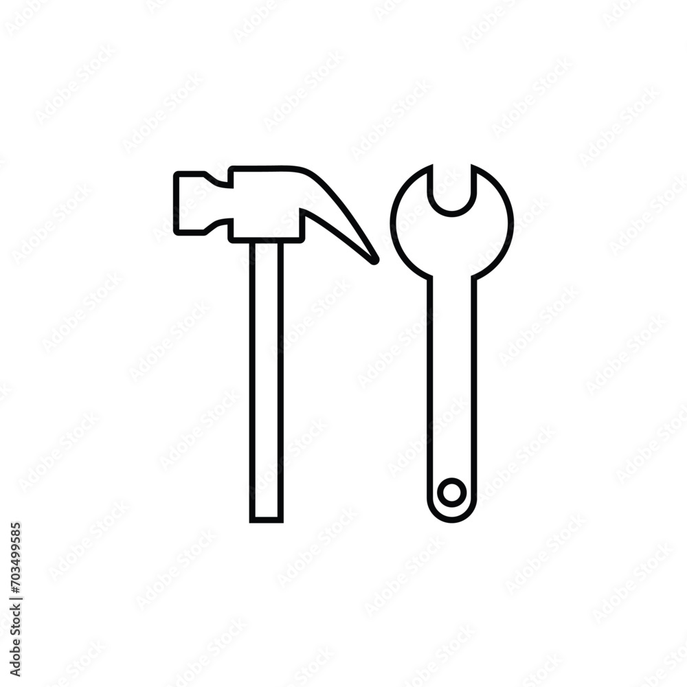 Tools icon vector hammer wrench repair icon 