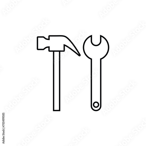 Tools icon vector hammer wrench repair icon 