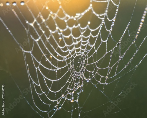 Dew-Kissed Spiderweb at Sunrise