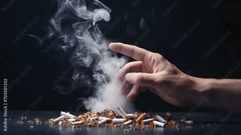 Man refuses to smoke cigarettes for World No Tobacco Day to avoid the harmful effects of lung cancer, emphysema, and other pulmonary diseases caused by narcotics and nicotine.