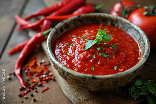 Blazing Red Sauce Packed With Spicy Chili Fire