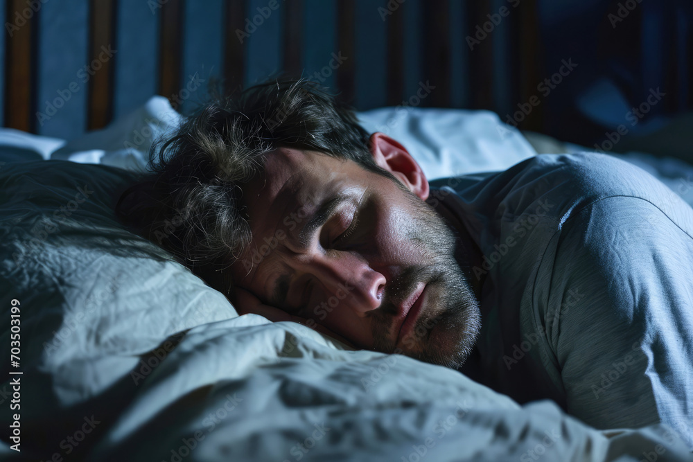 Sleepless Man Enduring Insomnia And Restless Nights Sleepless Man Enduring Insomnia And Restless Nights