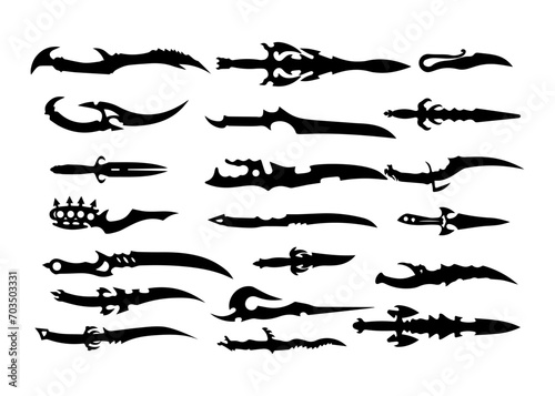 dagger set collection medieval silhouette illustration isolated on white background