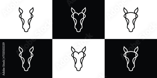 Creative Horse Head Logo. Horse Head with Linear Outline Monoline Style. Elegant Horse Logo Icon Symbol Vector Design Template.
