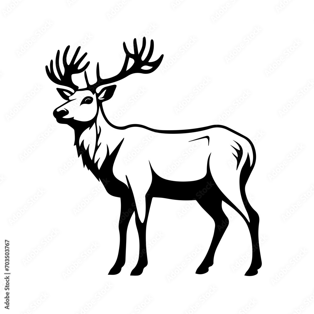 Graceful Reindeer in Winter Landscape Vector Graceful Reindeer in Winter Landscape Vector