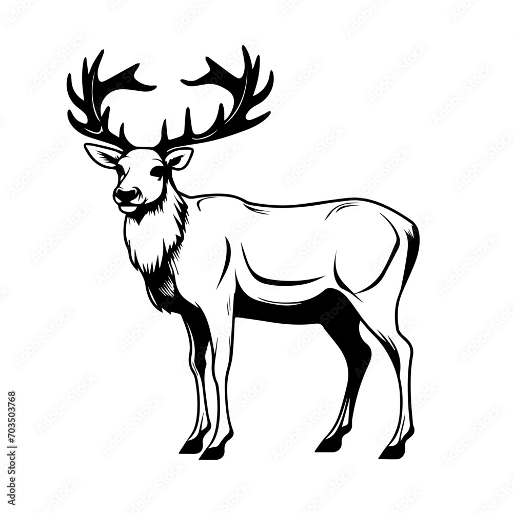 Graceful Reindeer in Winter Landscape Vector Graceful Reindeer in Winter Landscape Vector