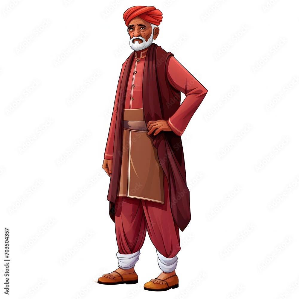 Indian Man Cartoon Illustration in Stylish Art Indian Man Cartoon Illustration in Stylish Art