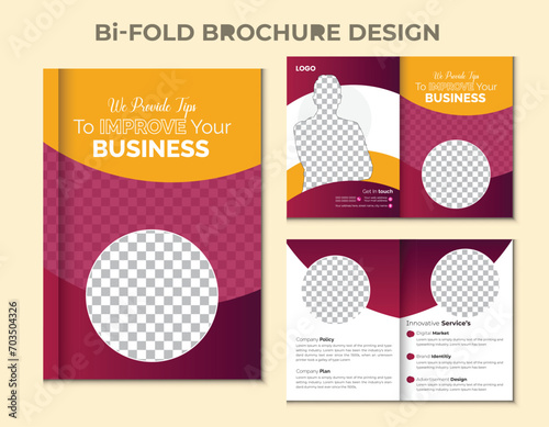 4 page corporate brochure editable template layout,
business Bi fold 