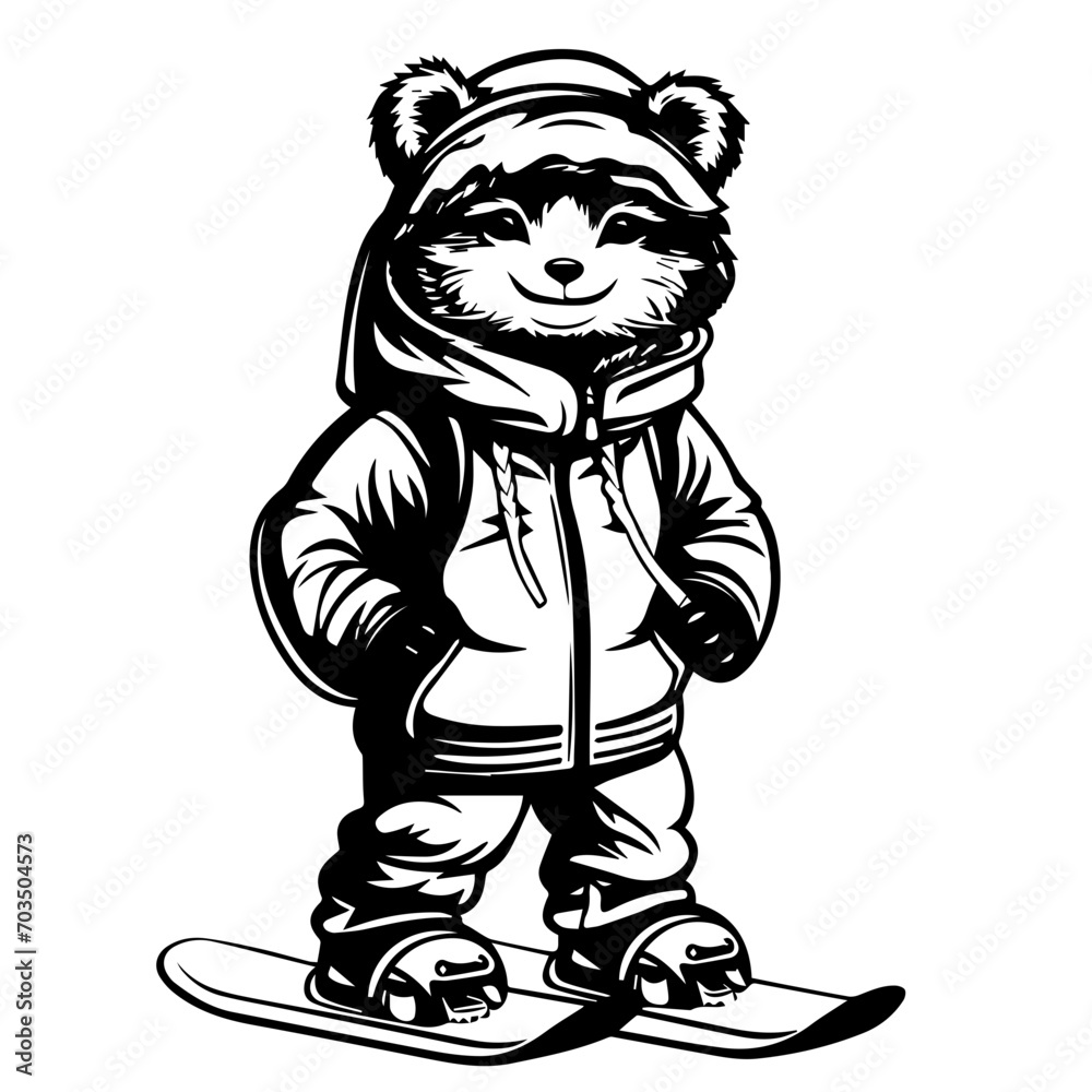 Joyful Animals Skiing Winter Scene Vector Joyful Animals Skiing Winter Scene Vector