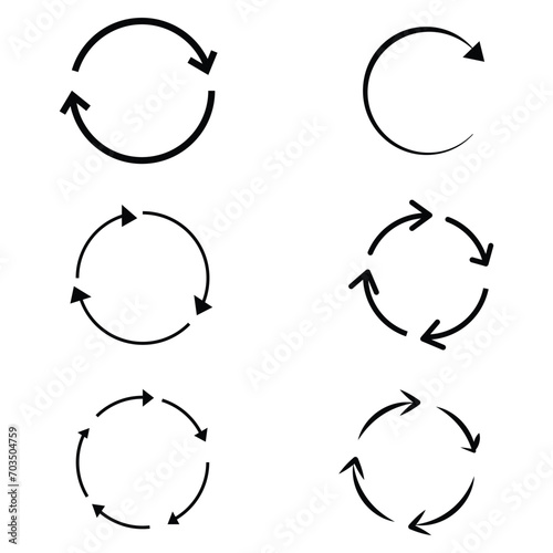 Set of 6 circle arrow icon set. circular arrow icon, refresh, reload arrow icon symbol sign, vector illustration.eps file.