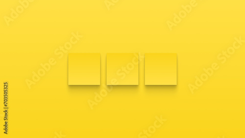 yellow buttons or paper sticks isolated on a yellow background or wall. Template or mockup. Illustration