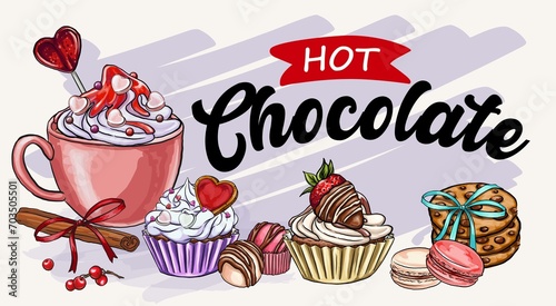 Hot cocoa station banner for design  Christmas cookies  gingerbread  sweets  candy  DIY  Christmas sign  holiday crafts