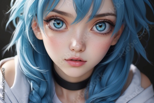 Cute anime girl blue eyes