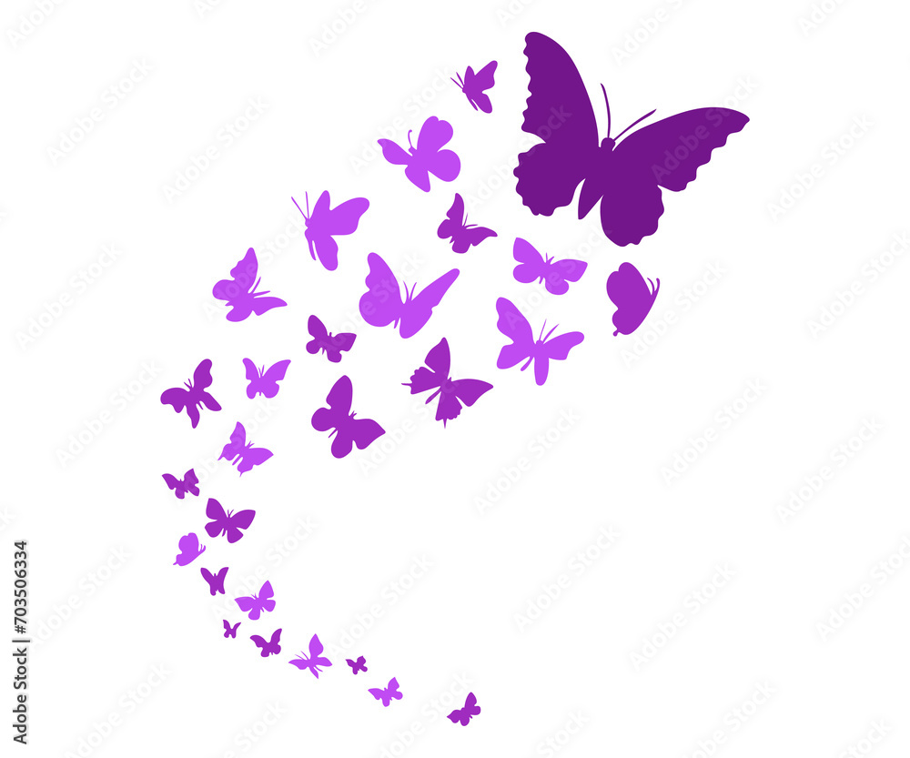 butterflies flying on the horizon. freedom concept vector illustration isolated on white background