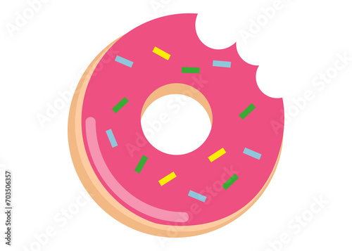 Fototapeta Naklejka Na Ścianę i Meble -  Delicious donut sweet snack in flat style vector illustration isolated on white background