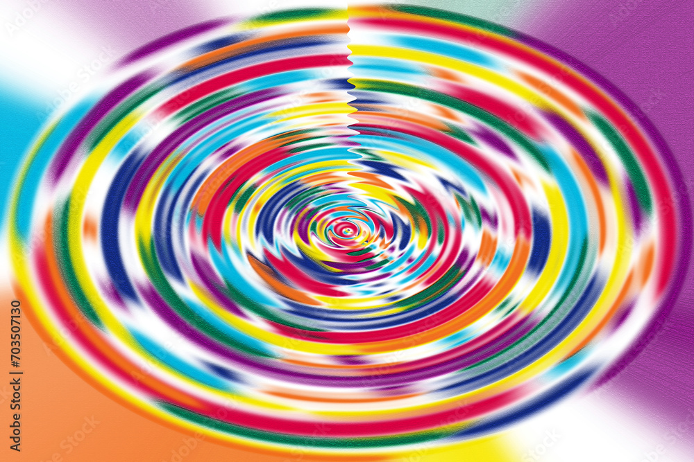 Rainbow circles on a multi-colored bright surface. Abstract joyful pulsating background. Illustration. Rainbow circles on a multi-colored bright surface. Abstract joyful pulsating background. Illustration.