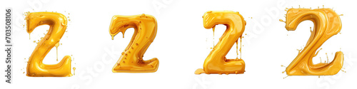 Honey style lettering, alphabet, logotype, letter Z isolated on a transparent background