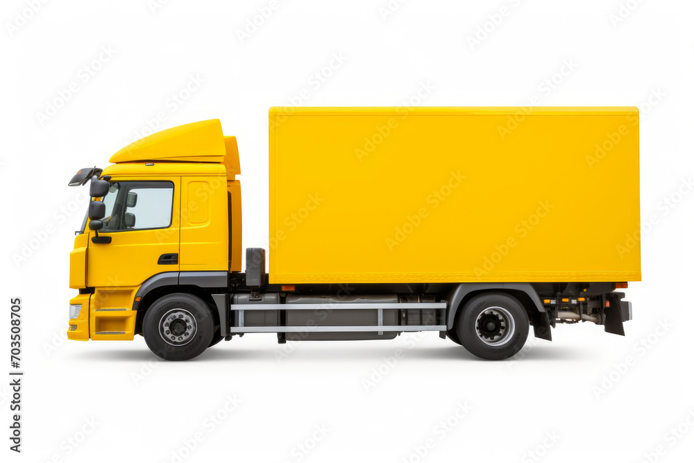Vivid Panoramic View of Yellow Truck