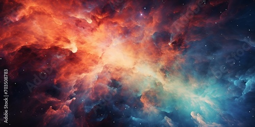 Colorful and vivid nebula with bright stars