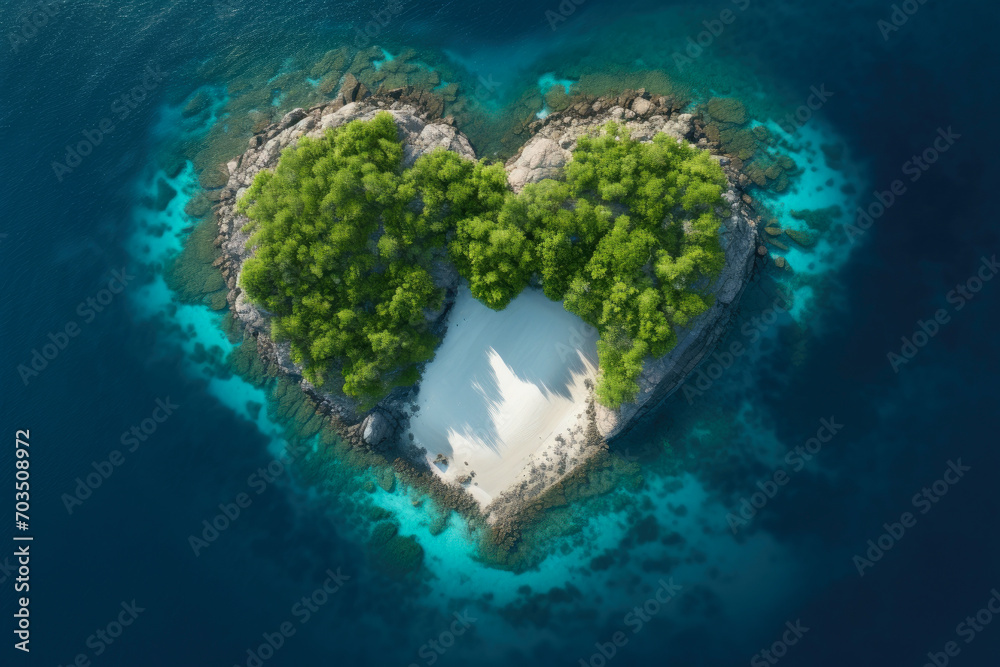 Nature's Love: Aerial Shot of Heart-Shaped Oasis