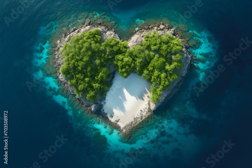 Nature's Love: Aerial Shot of Heart-Shaped Oasis © AIproduction