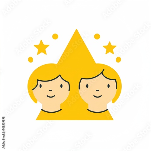 Two happy children inside a triangle photo