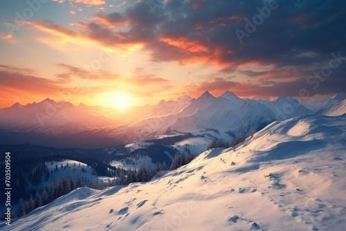 Sublime Winter Glow in Mountain Solitude © AIproduction