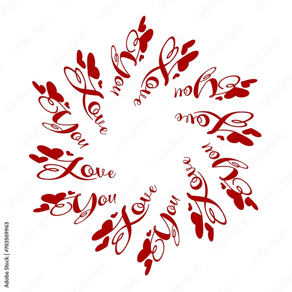 Love You, floral mandala seamless red valentine text . Not Generative AI it is my artwork. Love You, floral mandala seamless red valentine text . Not Generative AI it is my artwork.