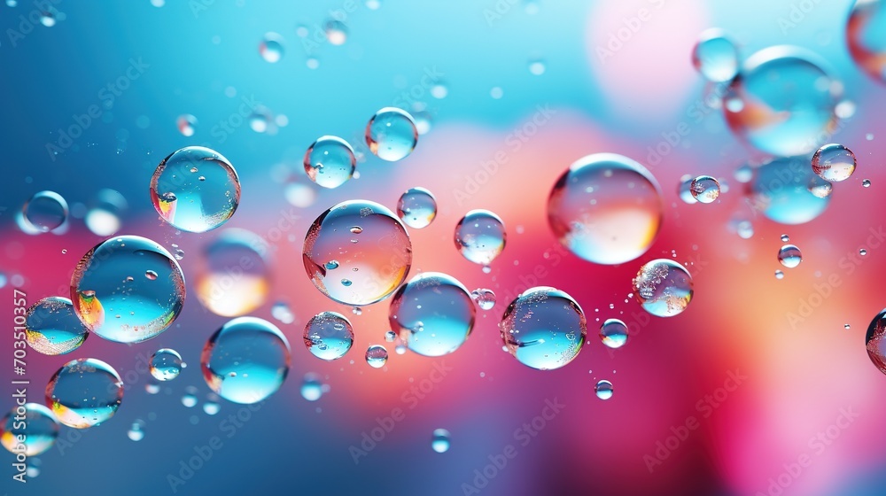 Colorful bubbles floating in a blue and pink background Colorful bubbles floating in a blue and pink background