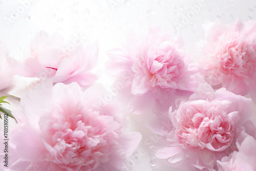 Soft Pink Peonies on Grunge White