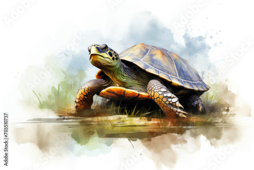 Minimalist Watercolor Turtle Illustration