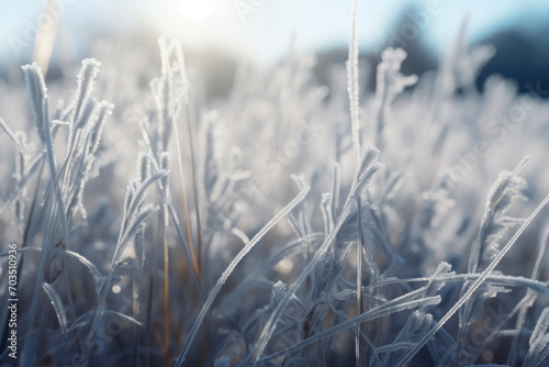 Frozen Tranquility: Minimalist Grass and Frost
