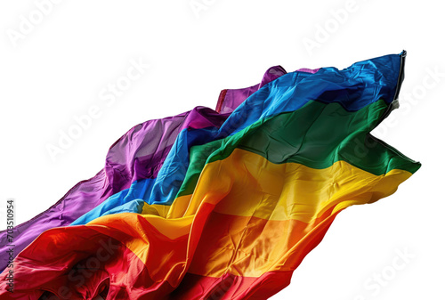 Rainbow colors flag isolated on white transparent, copy space, LGBTQ pride template, PNG photo