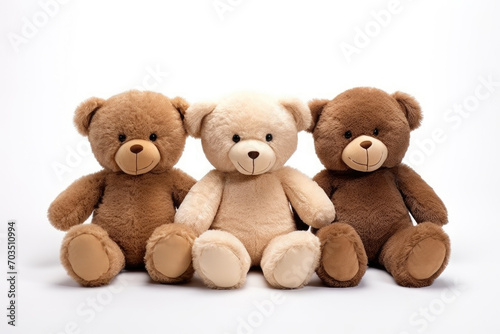 Trio of Bears on White Background © AIproduction