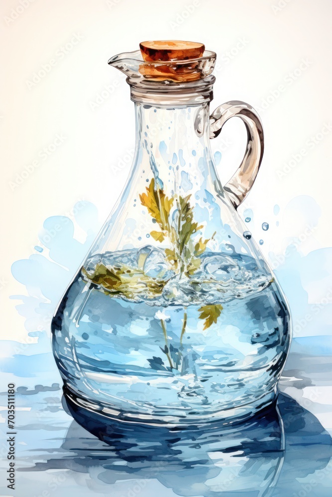 An illustration of a sealed water jug with vibrant bubbles and green