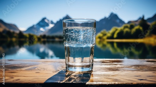 Purity and nature: glass of water outdoors