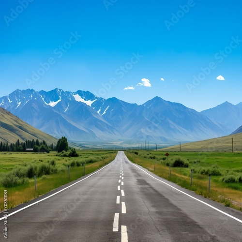 Road through the mountain valley