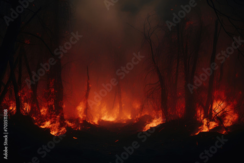Nature's Wrath: Fiery Forestscape