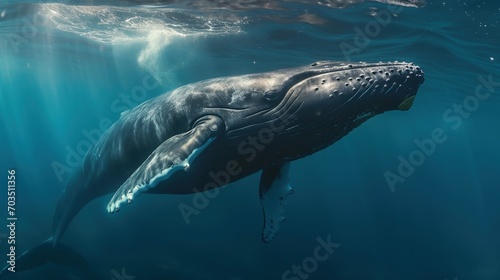 Humpback Whale Swimming in the Ocean © Artur48