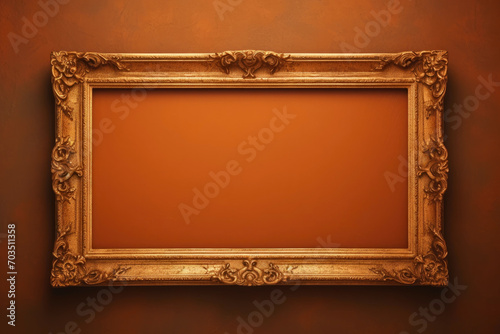 Rustic Elegance: Old Frame on Brown © AIproduction