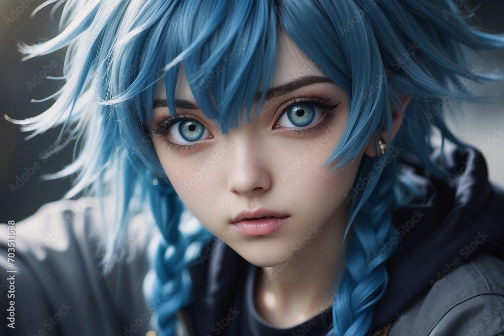 Girl with blue hair Girl with blue hair