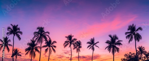 Palm Trees at Sunset created with Generative AI Technology, ai, generative © Wildcat93