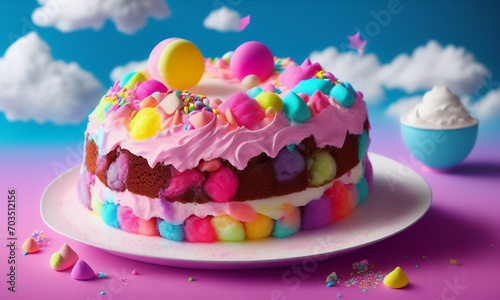 Beautiful colorful cake. Generative AI
