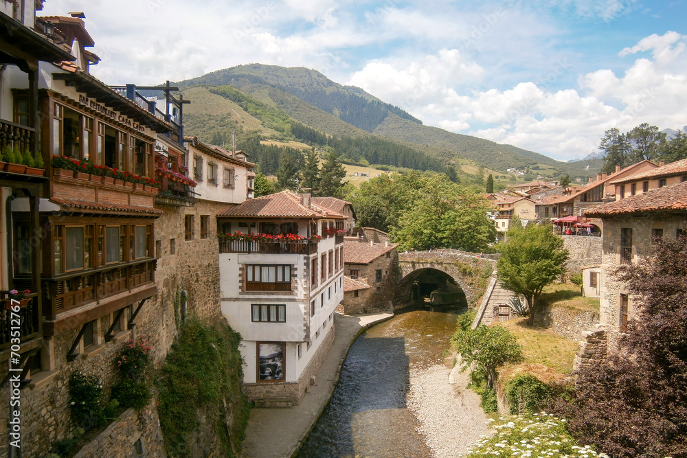 peaceful mountain village of potes, Cantabria spain. Cultural tourism resources