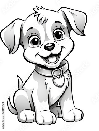 Coloring pages for kids  happy baby dog  cartoon style
