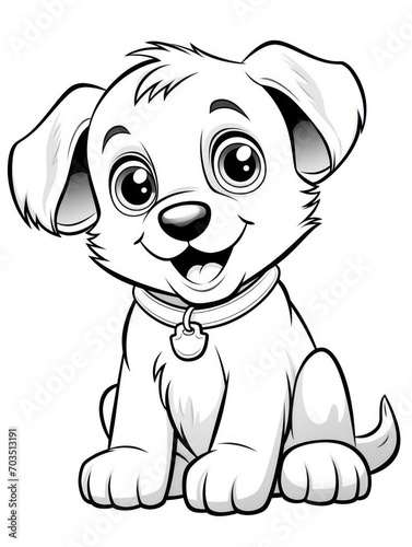 Coloring pages for kids, happy baby dog, cartoon style