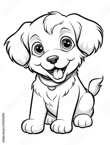 Coloring pages for kids  happy baby dog  cartoon style