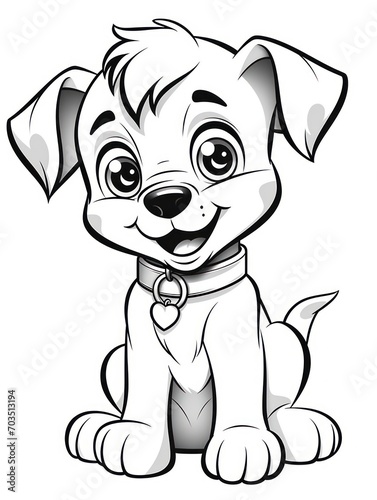 Coloring pages for kids  happy baby dog  cartoon style